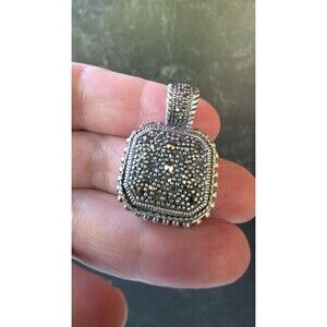 925 Sterling Silver Marcasite Pendant Vintage READ Description